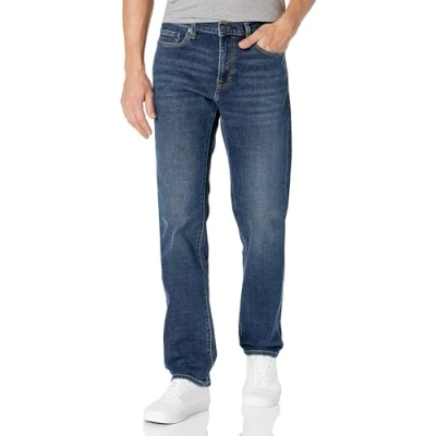 Abbildung von Amazon Essentials Herren Stretchjeans, Gerade Geschnitten, Dunkelblau Vintage, 36W / 32L