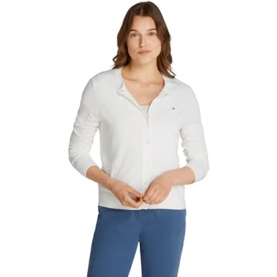 Abbildung von Tommy Hilfiger Stitch Cardi Strickjacke, Damen, Größe: Small, Ecru