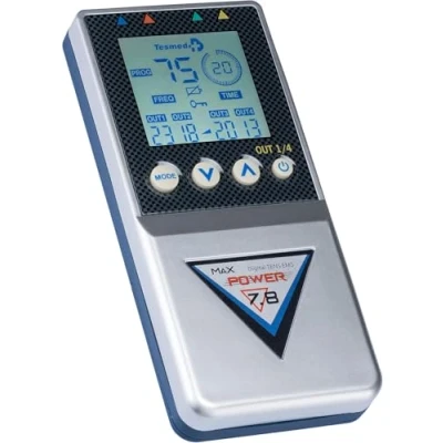Abbildung von TESMED Max 7.8 Digital TENS Massage + EMS Duo Elektrostimulationsgerät mit 4 Kanälen, für den Muskelaufbau inkl. 8 Elektroden