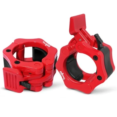 Abbildung von Yes4All 2 Inch Barbell Klemmen Paar, Pro Lockjaw Halsband Set voor Olympische Bar, Quick Release Halterplaat Sloten Dumbbell Clips Gewichtheffen Training, en Krachttraining (Rot)