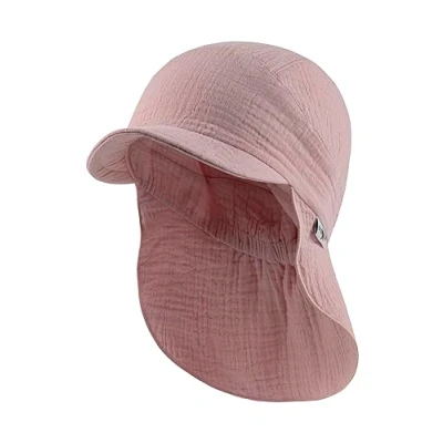 Abbildung von Sterntaler Schirmmütze mit Nackenschutzschutz uni aus Bio Baumwolle Mädchen schützt den Kopf vor der Sonne Sonnenkappe Baby UV 50+ Bindeband samtrosa, 49