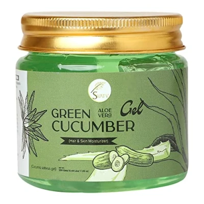 Abbildung von SVATV Gurken Aloe Vera Gel für Gesicht, Haare Natürliche Hautpflege Lindert Hautreizungen ein mit Feuchtigkeit versorgtes Gesicht 7,05 Unzen 0,44 Pfund