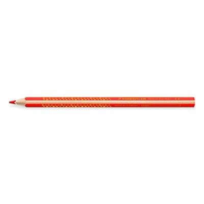 Abbildung von STAEDTLER Buntstift Noris jumbo, rot, erhöhte Bruchfestigkeit, Dreikantform, ABS System, attraktive Sternchenprägung, kindgerecht nach EN71, Made in Germany, 12 rote Buntstifte, 1284 2