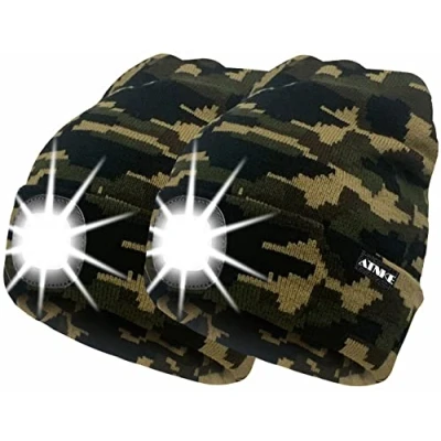 Abbildung von ATNKE 2Pcs Neue Warme LED beleuchtete Mütze,Unisex USB wiederaufladbare Laufmütze Ultra Bright 4 wasserdichte Lichtlampe Mehrfarbig/Camouflage Green