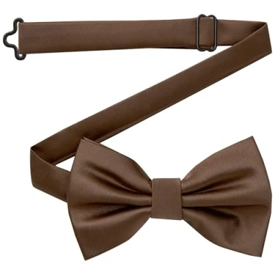 Abbildung von DonDon Fliege Herren handgefertigt Seiden Look 12 x 6 cm Dunkelbraun