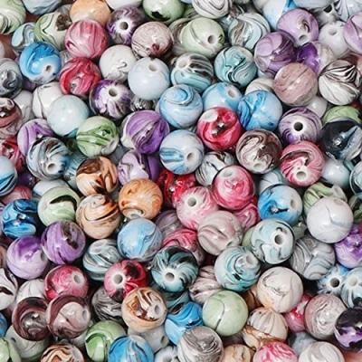 Abbildung von Belle Vous 500 Pack Acryl Perlen zum Auffädeln Schmuck Set mit Zwischenperlen und Schnur Für Armbänder &amp; Halsketten DIY Bastelperlen Bunte Basteln von Schlüsselanhängern