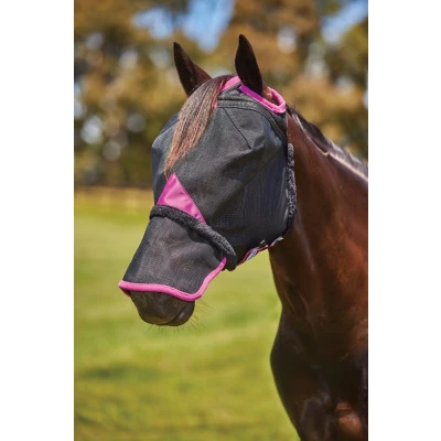 Abbildung von Weatherbeeta Fliegenmaske Comfitec Deluxe Durable Mesh Mit Nase Schwarz/Lila Mini