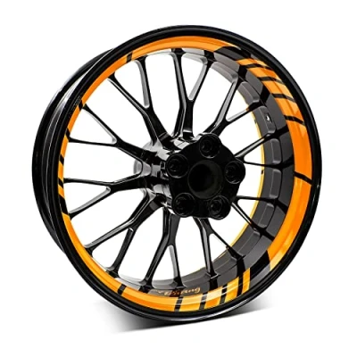 Abbildung von 16 teiliges Set Felgenrandaufkleber Sticker für Motorrad Auto Felgen Design Komplett Felgenaufkleber 15&quot; 16&quot; 17&quot; 18&quot; 19 Zoll MR020 (03 Neon Orange)