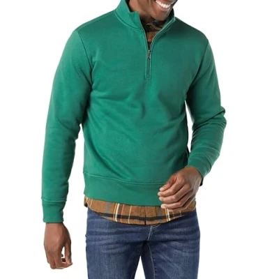 Abbildung von Amazon Essentials Herren Fleece Sweatshirt mit Langen Ärmeln und Viertel Reißverschluss, Grün, S