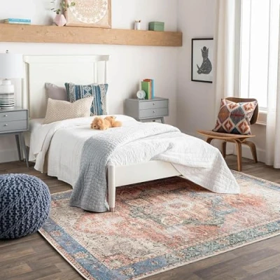 Abbildung von Surya Rodas Teppich waschbar in Waschmaschine Vintage für Wohnzimmer, Esszimmer, Küche Traditionelle Teppiche, Orientalischer Boho Teppich, Groß 160x220 cm Rost