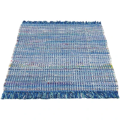 Abbildung von Luxor Living Teppich Frida Baumwolle Naturfaser Handgewebt Handwebteppich blau, 60 x 120 cm