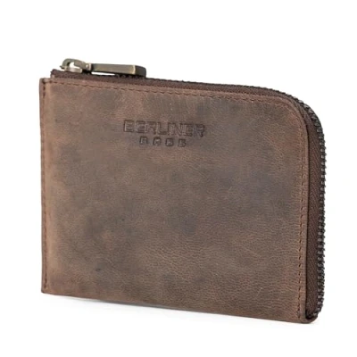Abbildung von Berliner Bags Vintage Münzbörse Mark aus Leder, Mini Geldbeutel für Damen und Herren Braun