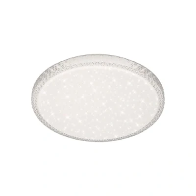 Abbildung von Briloner Leuchten LED Deckenleuchte, Deckenlampe mit Sternendekor und transparenten Kristallen, dimmbar, inkl. Fernbedienung, Farbtemperatursteuerung, Nachtlicht,24 Watt,Weiß Transparent, Ø39,3cm