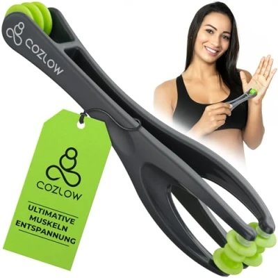 Abbildung von Cozlow Hand und Fingermassagegerät, doppelseitiger Massageroller für Arthritis Karpaltunneltherapie, Druckpunktmassagegerät zur Linderung von Fingerschmerzen