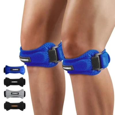 Abbildung von CAMBIVO 2 x Patellasehnenbandage, Knee Support, Patella Kniebandage, Verstellbare Bandage Knie für Damen und Männer beim Sport, Wandern, Fitness, Baseball, Volleyball