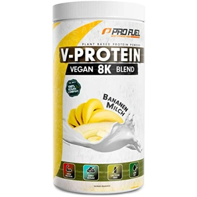 Abbildung von Vegan Protein BANANE V 8K Blend unglaublich lecker &amp; cremig mit aus Sonnenblume, Reis, Erbse, Hanf, Kürbis uvm. pflanzliches Proteinpulver 81% Eiweiß