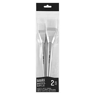 Abbildung von Liquitex Basics 3699370 Synthetikpinsel Set, 2 Flachpinsel langer Stiel, für Acrylfarben, maximale Performance, hohe Elastizität &amp; Lebensdauer Pinselset St.
