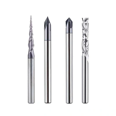 Abbildung von SpeTool 4 Stück fräser Set 4mm Schaft Vollhartmetall VHM CNC V Nutfräser Schaftfräser Holzfräser für oberfräse Holz Gravur