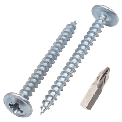 Abbildung von SKIR&#039;CO (100 Stück) Verzinkter Stahl 3,5 x 35 mm Holzschrauben, Metallschrauben, Wafer Kopf, Pozidriv, selbstschneidend