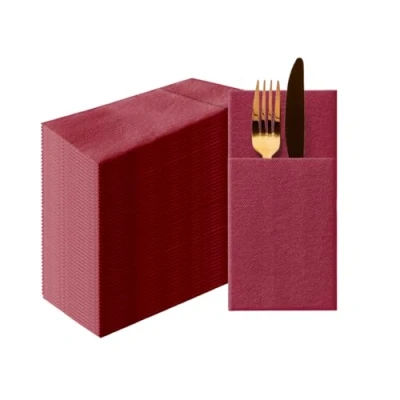 Abbildung von PAW Airlaid Pocket Servietten (39 x 40 cm) I 50 Stück Einfarbig Stoffähnlich Elegante Tischdekoration HoReCa Zu Anlässen wie Hochzeiten, Feiern, Weihnachten Unicolor: Bordeaux