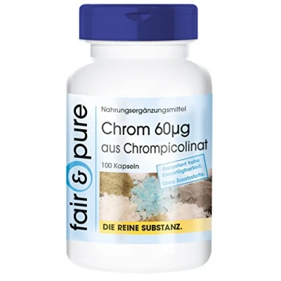 Abbildung von Fair &amp; Pure® Chrom 60mcg 100 Kapseln Chrompicolinat vegan hefefrei ohne Magnesiumstearat