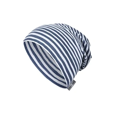 Abbildung von Sterntaler Baby Unisex Beanie Slouch Streifen Mütze aus bedrucktem Singlejersey mit mittelblau, 45