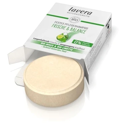 Abbildung von lavera Festes Pflegeshampoo Frische &amp; Balance ohne Silikone Schwungvolles Volumen gestärktes Haar vegan Naturkosmetik 50 g
