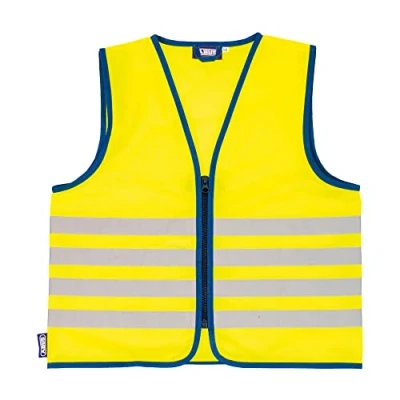 Abbildung von ABUS Kinder Warnweste Lumino Reflex Vest Kids Sicherheitsweste für bessere Sichtbarkeit bei Tag und Nacht mit Reißverschluss Größe L