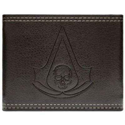 Abbildung von Assassin&#039;s Creed Black Flag Schädel Live by The Geldbörse/Geldbeutel Bi Fold Münzfach &amp; Kartenhalter, Braun