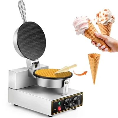 Abbildung von Cgoldenwall NP 601 Kommerzielle Eiswaffel Maschine 1000W Elektrische Edelstahl Waffeleisen mit Temperaturregelung