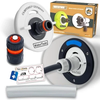 Abbildung von MaJoCompTec® WATERTWIN Tankdeckel mit Wasseranschluss Wassertankdeckel Befülladapter für Wassereinfüllstutzen Wohnmobil Wohnwagen Zubehör (ECO Version + Schlauchkupplung, Adapter 3 PIN D:78)