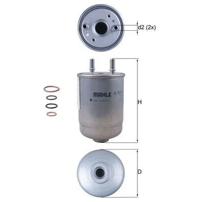 Abbildung von MAHLE ORIGINAL KL 752/5D Kraftstofffilter Leitungsfilter 10 10,0 RENAULT: MEGANE 3 Grandtour, GRAND SCENIC 3,