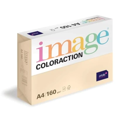 Abbildung von Image Coloraction Dune farbiges Kopierpapier DIN A4, 210 x 297 mm, 160 g/m² buntes, holzfreies Druckerpapier für Kopierer 250 Blatt Creme