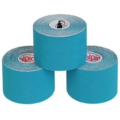 Abbildung von ALPIDEX Kinesiologie Tape 1/3/ 6/12 Rollen Viele Farben 5 m x cm Anwendungsbroschüre Elastisch Wasserfest Hautfreundlich Physio Muskel Set, Farbe:hellblau, Menge:3