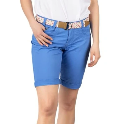 Abbildung von DENIMFY Bermuda Shorts Damen mit Gürtel Regular Fit DFPia Kurze Hose Chino Short Sommer Stretch Einfarbig, Größe:XL, Farben:Port Blue