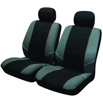 Abbildung von Sakura Merton SS3633 Autschonbezüge, schwarz grau, Vordersitze und Kopfstützenbezügen vollständiges Set, universelle Passform, elastische Säume, Seiten Airbag kompatibel, maschinenwaschbar