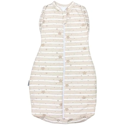 Abbildung von TupTam Baby Pucksack OEKO TEX zertifizierte Materialien Swaddle Bag Wattiert Babyschlafsack 2.5 TOG unisex, Farbe: TOG/Sterne Streifen Beige, Größe: 0 3 Monate