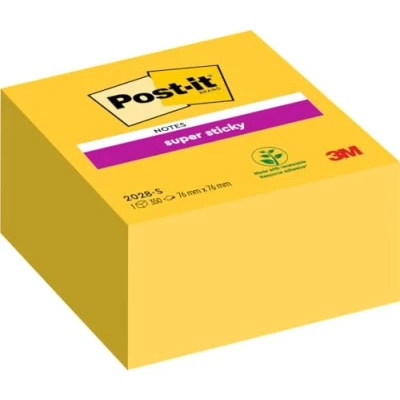 Abbildung von Post it Super Sticky Notes Würfel, Gelb, 350 Blatt, 76 mm x Extra stark klebende Notizzettel für To Do Listen und Erinnerungen
