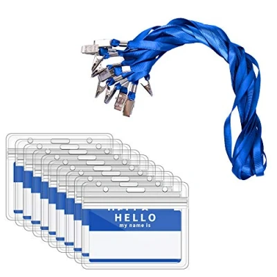 Abbildung von Ausweishülle mit Band, Zalava 40 Stück Kartenhalter Ausweishalter Lanyard wasserdicht Karten Schutzhülle für Business, Ausstellung, Büro und Schule (Blau)