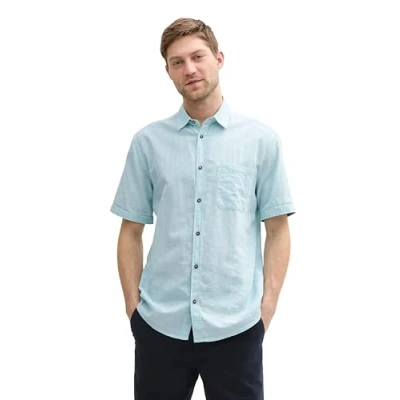 Abbildung von TOM Tailor Shirt Hemd, Herren, Größe: Medium, Pastel turquoise chambray