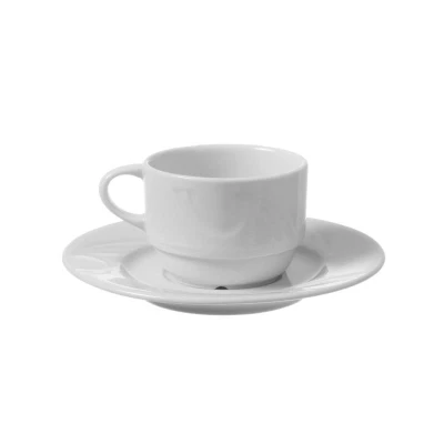 Abbildung von HENDI Untertasse Karizma Ø 12,5 cm Porzellan weiß stapelbar spülmaschinengeeignet, Hotel Gastro Mokka Untertassen