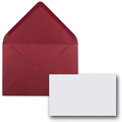 Abbildung von FarbenFroh by GUSTAV NEUSER 25x Stück Karte mit Umschlag Set Einzel Karten Din A8 7,1x4,5 cm Hochweiß Brief Umschlägen C8 7,6x5,2 Dunkelrot Nassklebung
