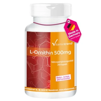 Abbildung von L Ornithin 500mg 240 Kapseln vegan hochdosiert Vitamintrend®