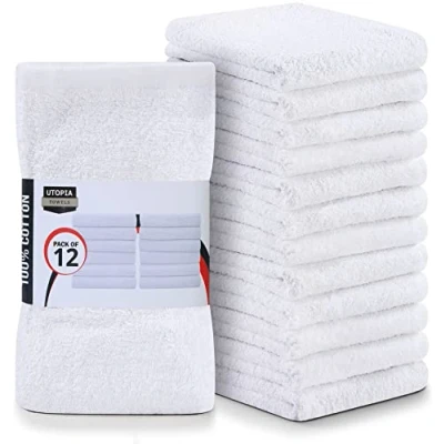 Abbildung von Utopia Towels Küchenbarmopp Handtücher, 12 Stück Handtücher 16 x 19 Zoll, 100% Baumwolle Super Saugfähige Weiße Bar Mehrzweck Reinigungstücher für Haus und Küche Bars