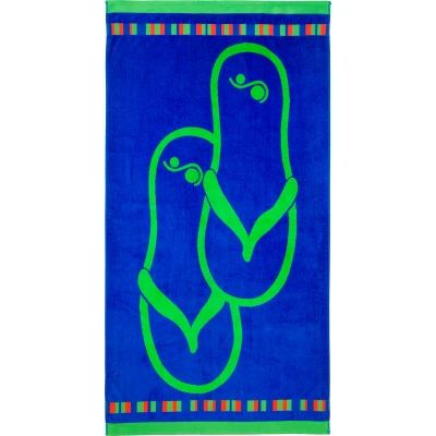 Abbildung von Gözze Strandtuch, Flip Flop Design mit Motiven, 100% Baumwolle, 90 x 180 cm Blau