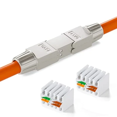 Abbildung von HB DIGITAL 1x Cat.7 LSA werkzeugloser Netzwerkkabel verbinder CAT 7 STP feldkonfektionierbare Kupplung Adapter Verlängerung für LAN Verlegekabel Ethernet Installationskabel