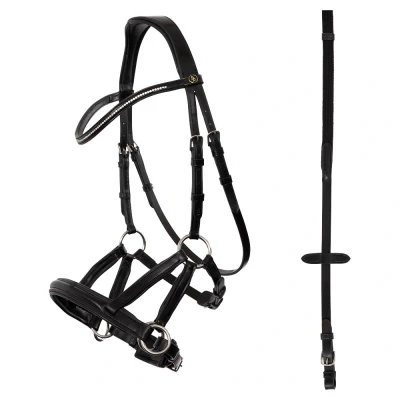 Abbildung von BR Trense Lewes Side &amp; Pull Gebisslos Schwarz/Silber Full