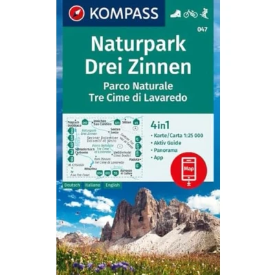 Abbildung von KOMPASS Wanderkarte 047 Naturpark Drei Zinnen, Parco Naturale Tre Cime di Lavaredo 1:25.000: 4in1 mit Aktiv Guide und Panorama inklusive ... in der App. Fahrradfahren. Skitouren.