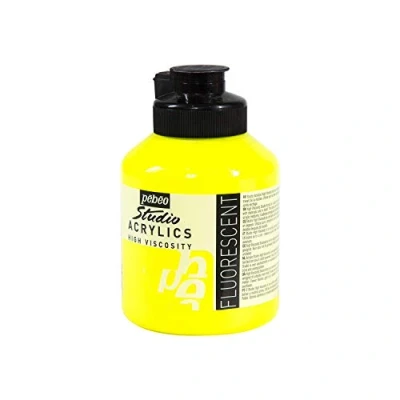 Abbildung von Pébéo Acrylic Fine Studio Acrylics Acrylfarbe für Künstler Farbe Profis und Anfänger Leuchtende pigmentierte Fluoreszierendes Gelb 500 ml