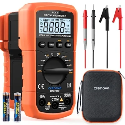 Abbildung von Crenova MS8233D Digital Multimeter Spannungsprüfer Strommessgerät Voltmeter Messgerät Tester NCV mit 6000 Count LCD Anzeige Hintergrundlicht